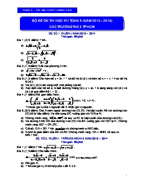 Bộ đề ôn thi học kì I Toán 9 (năm 2013  2014)